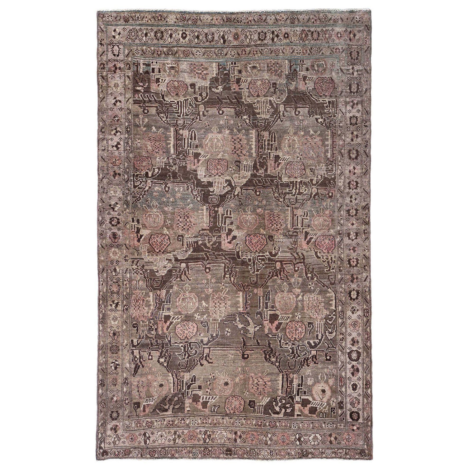 Persischer Bijar Small Teppich - Wolle Brown Design - 97109