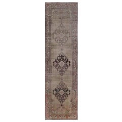 Persischer Aserbaidschan Läufer Teppich - Wolle Braun Elfenbein Design - 97110