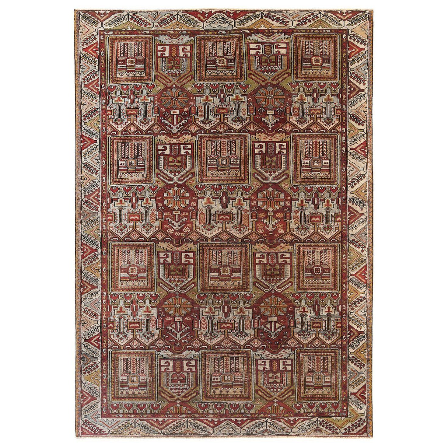 Persische Bakhtiari-Teppiche - Wolle Elfenbeinrot Design - 97163