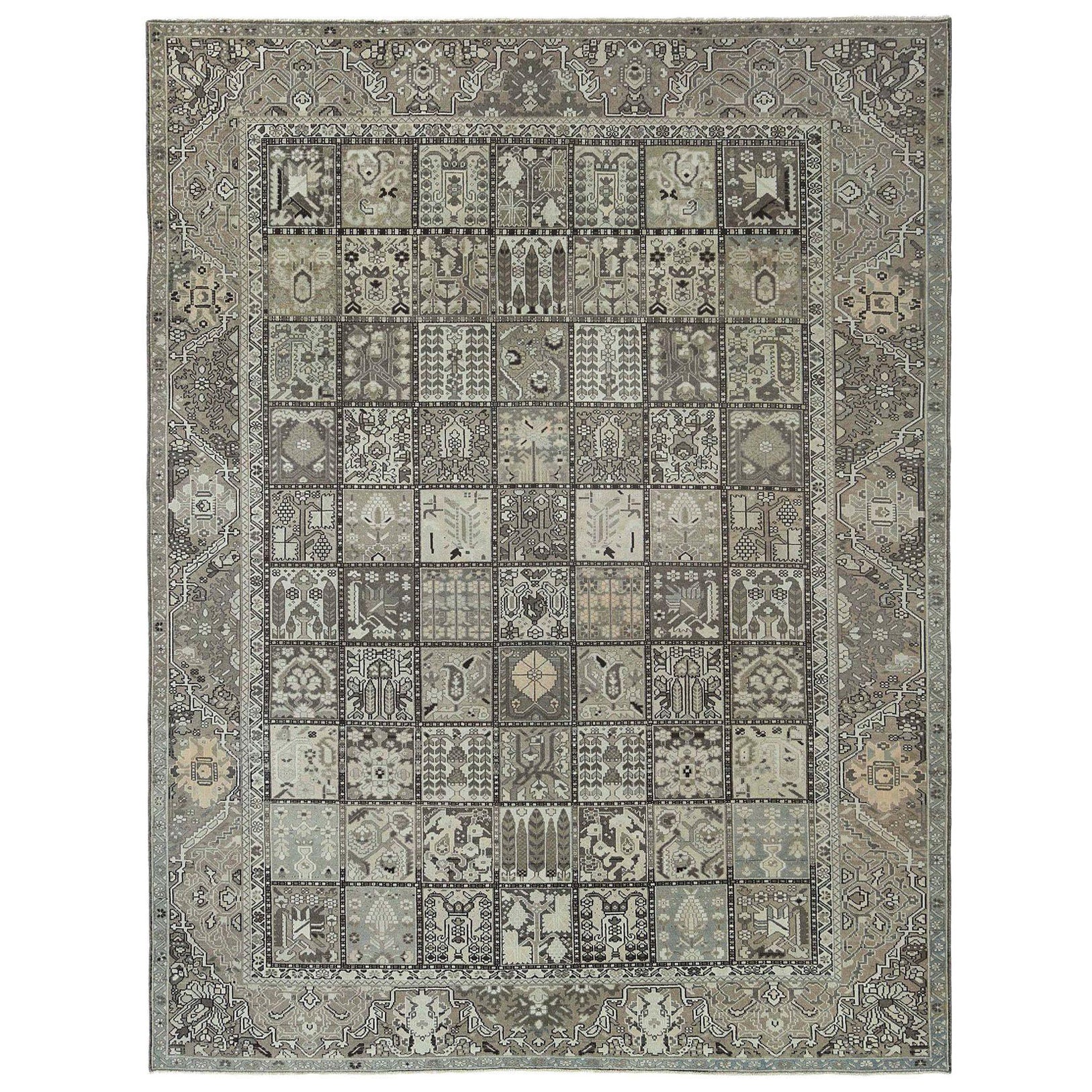 Persische Bakhtiari Teppiche - Wolle Braun Grün Elfenbein Design - 97177