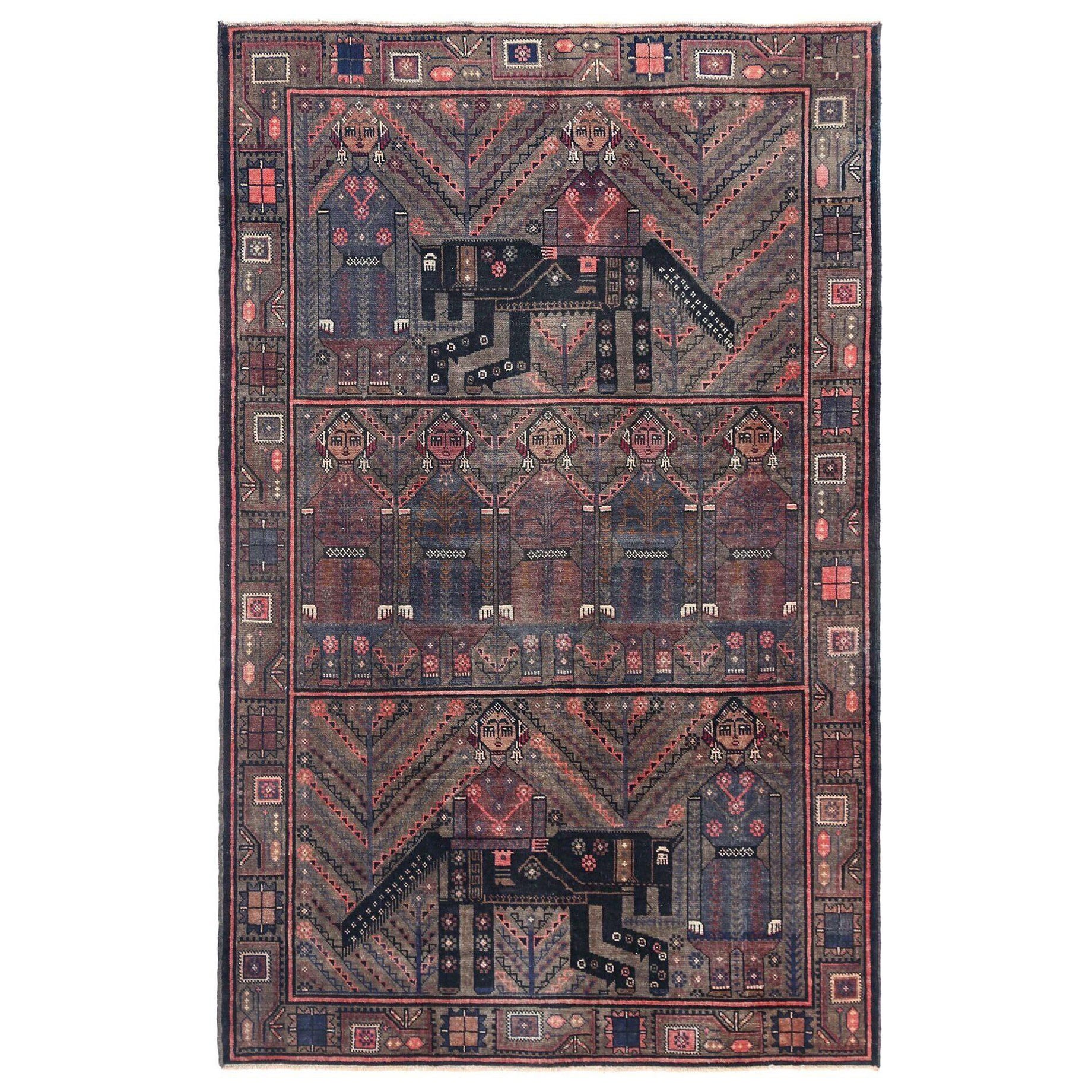 Persischer Balouch Small Teppich - Wolle Brown Design - 97125 im Angebot