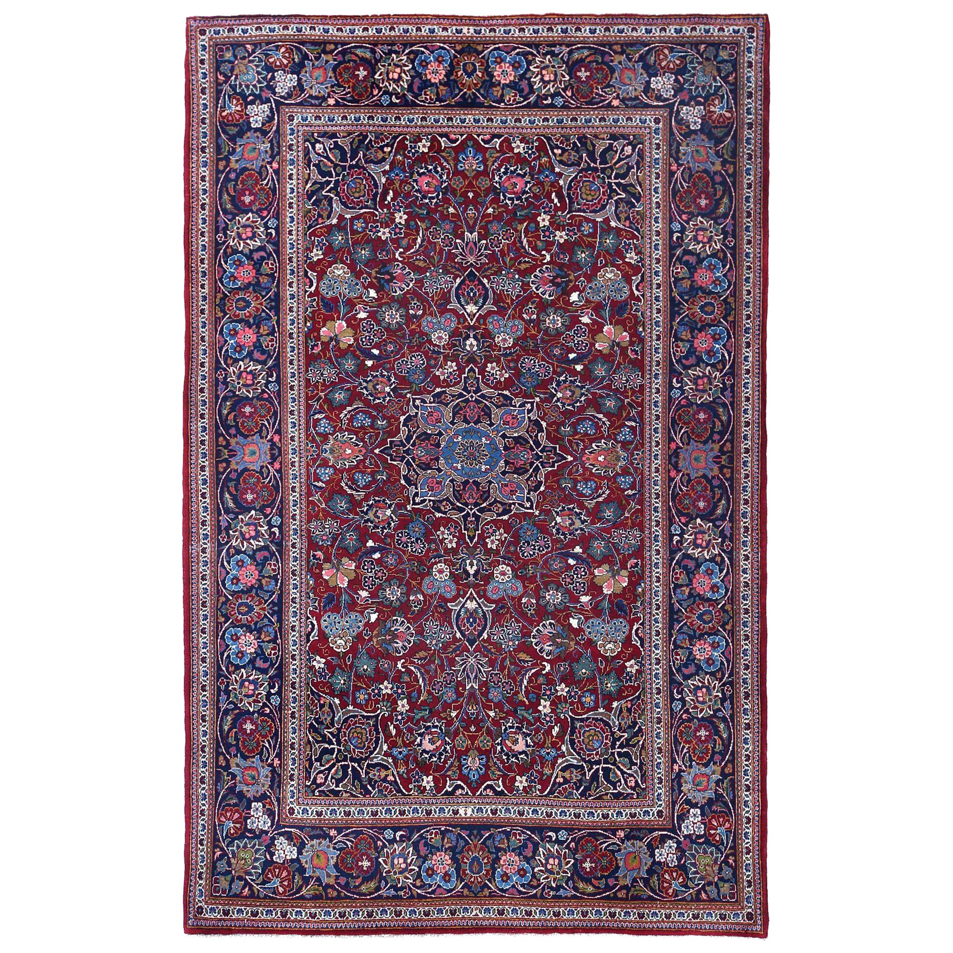 Tappeto persiano Kashan Small - Lana blu navy rosso - 97178