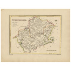 Old Map of Montgomeryshire by 1844 – Welshpool Llanidloes Newtown Machynlleth