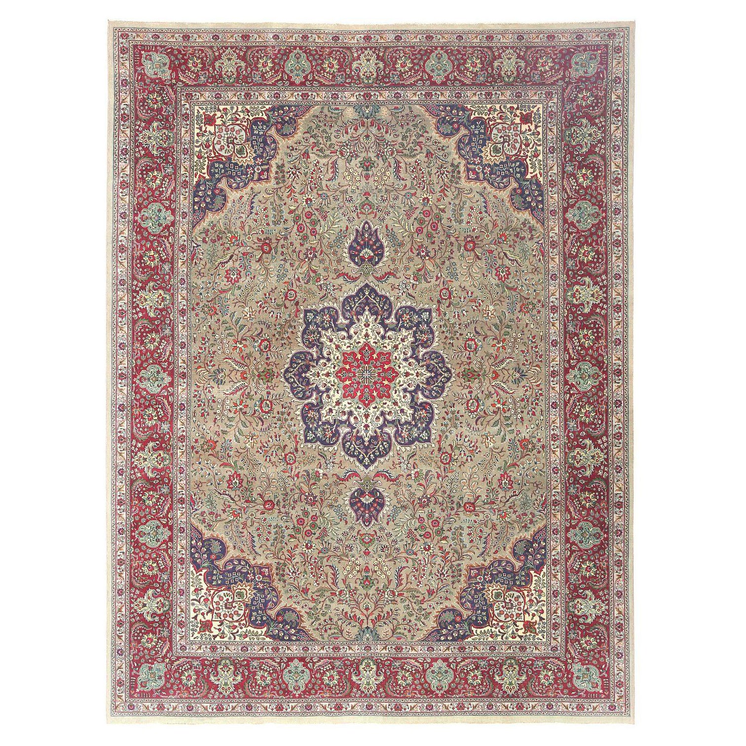 Persische Täbris-Teppiche - Wolle Marineblau Rot Taupe Design - 97181