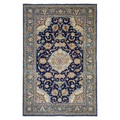 Persischer Qom Kleiner Teppich - Wolle Grün Marineblau Design - 97130