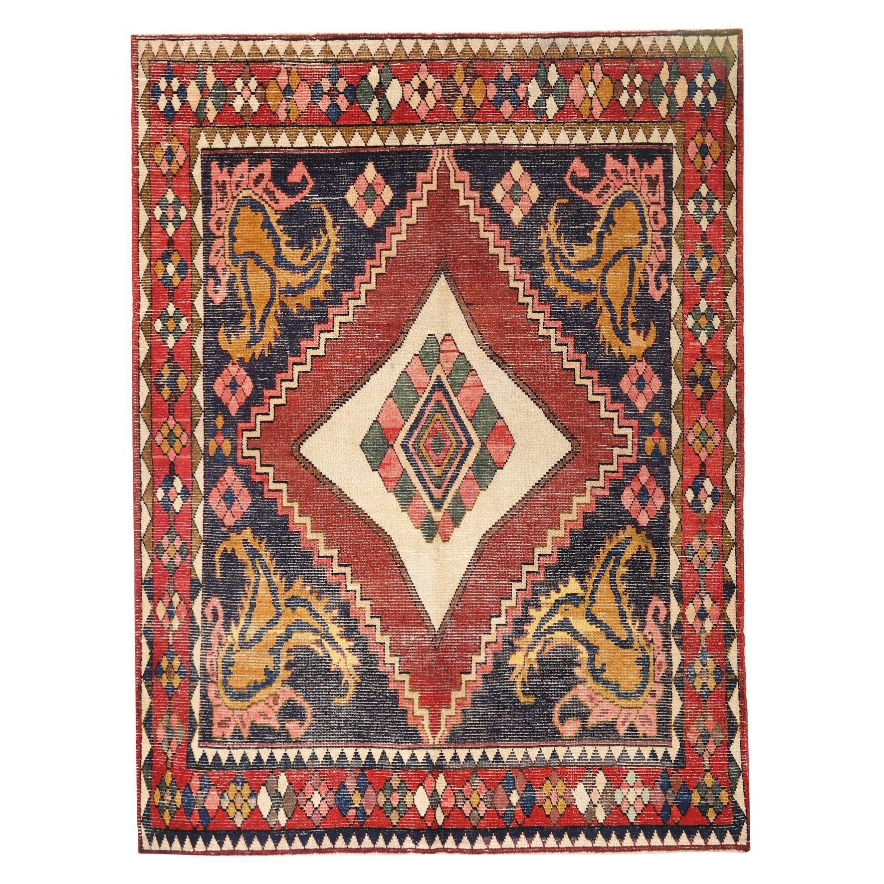 Persische Bakhtiari Area Rugs - Wolle Marineblau Rot Gelb - 97132