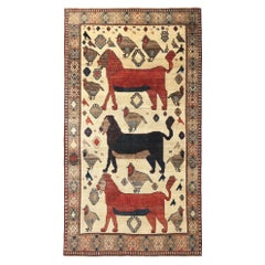 Persischer Gabbeh Small Teppich - Wolle Braun Elfenbein Rot Design - 97133