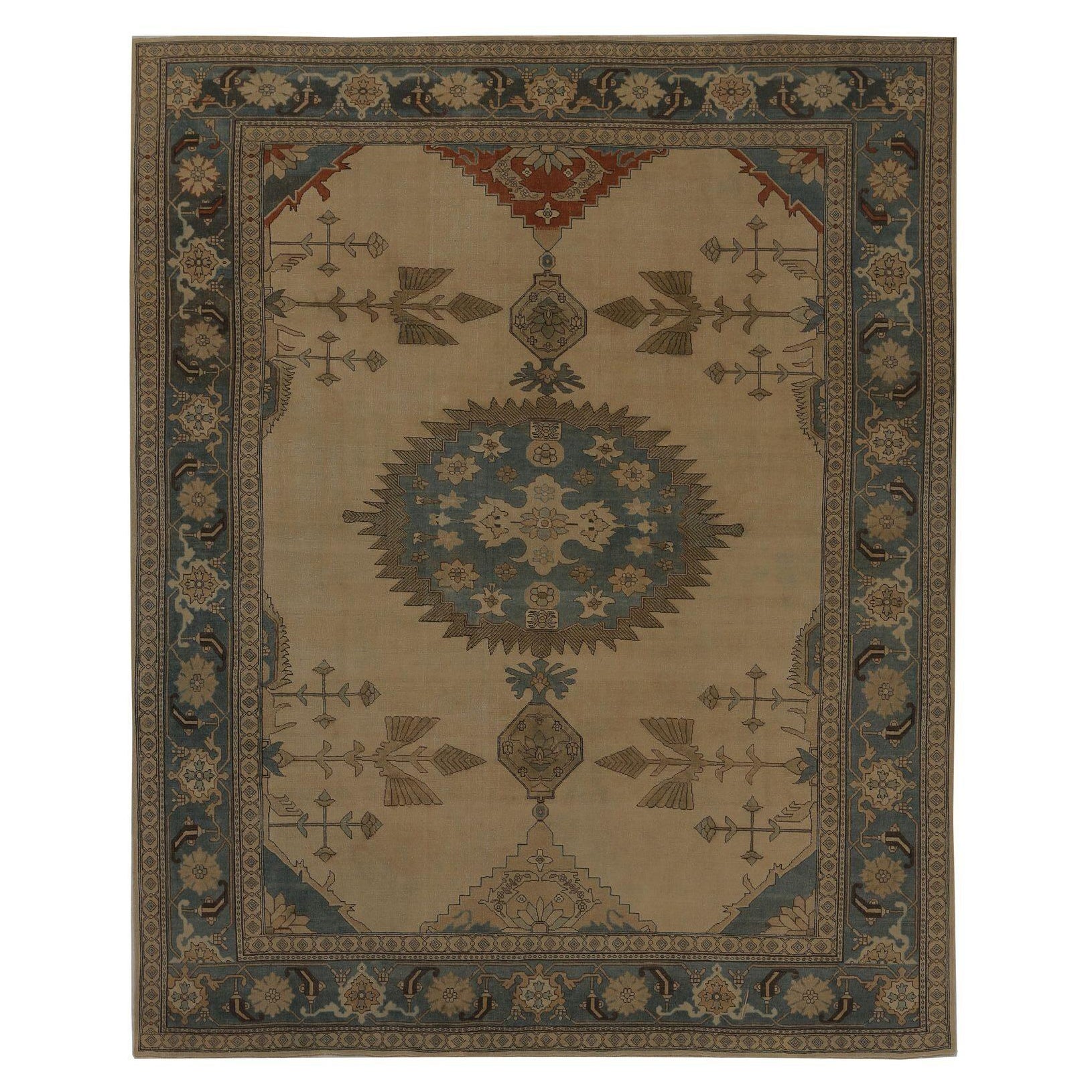 Tappeti persiani Heriz - Design in lana blu avorio taupe - 97199