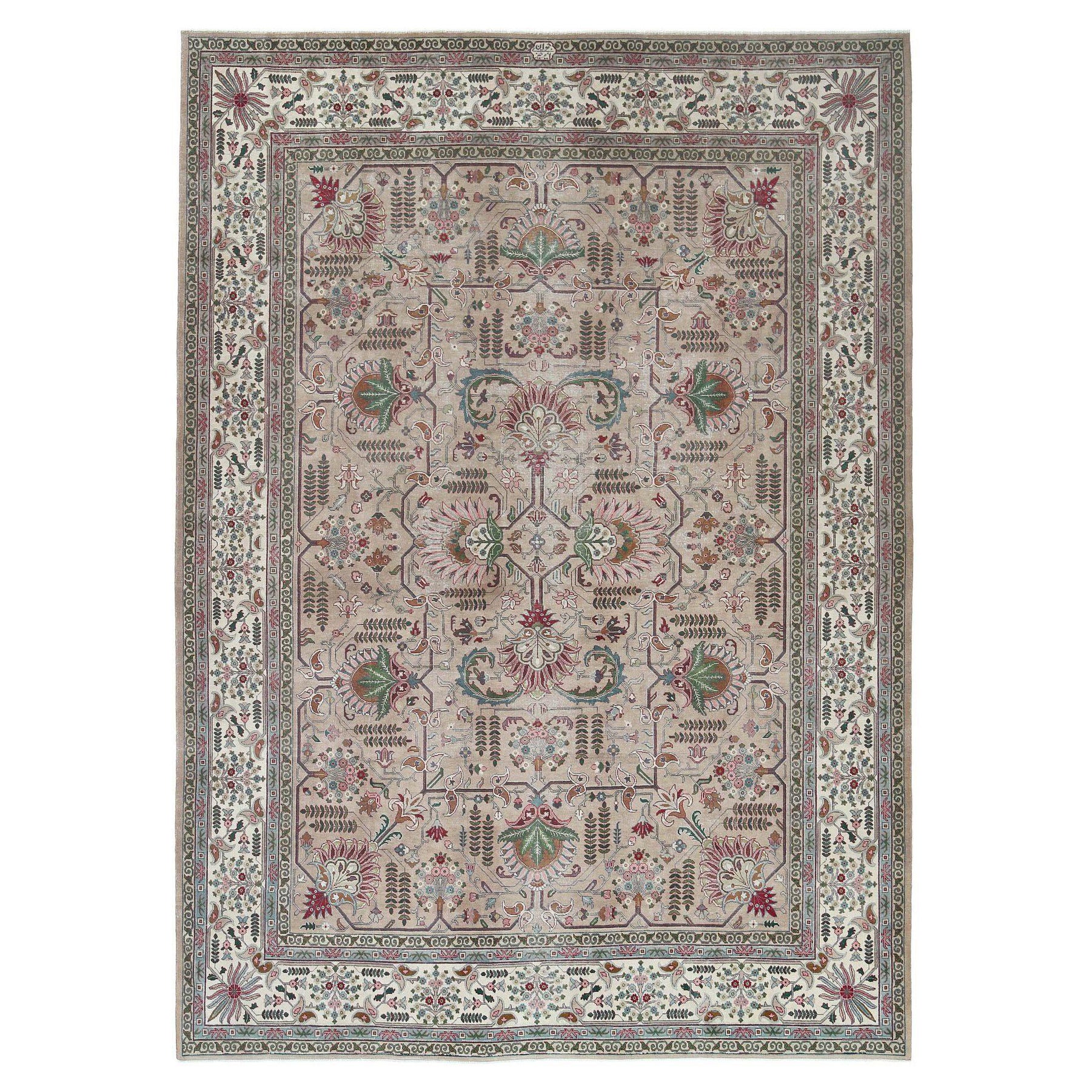Persische Täbris-Teppiche - Wolle und Seide Elfenbein Design - 97201