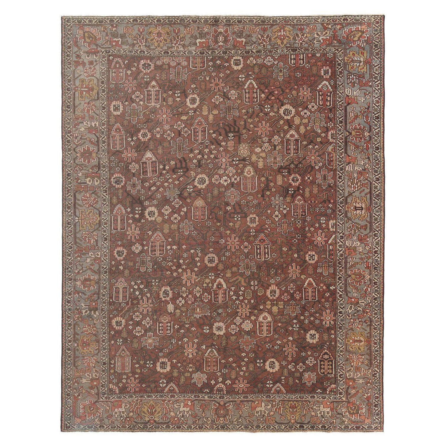 Tappeti persiani Bakhtiari - Design in lana marrone terracotta - 97202