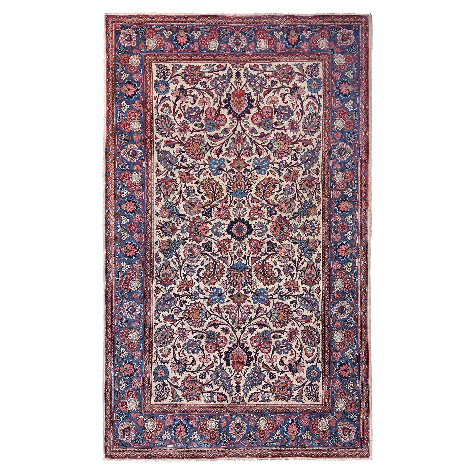 Alfombra Persa Kashan Small Design - Lana Azul Marfil - 97148