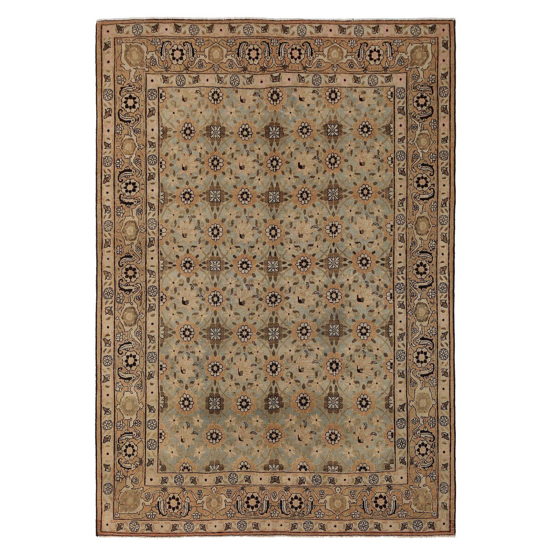 Tapis persan Varamin Small - Laine Brown Ivory Light Blue Taupe - 97149