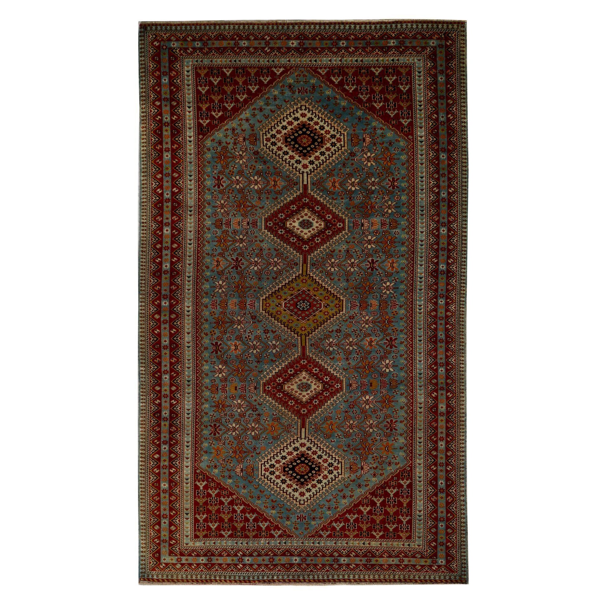 Alfombra Persa Shiraz Small Design - Lana Azul Rojo - 97204