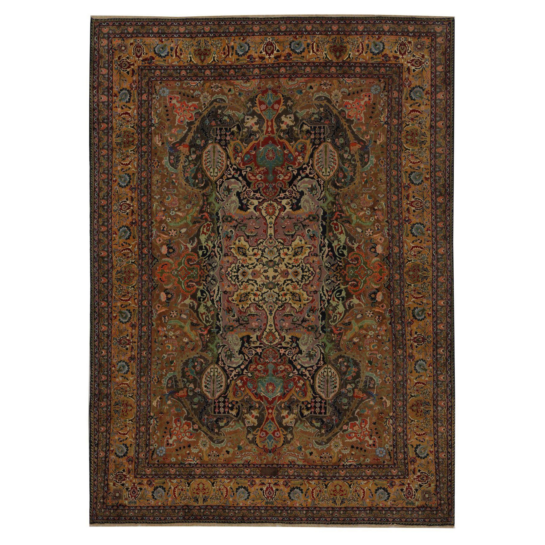 Tappeti persiani Tabriz - Design marrone in lana - 97205