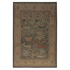 Persian Heriz Area Rugs - Wool Blue Ivory Design - 97206