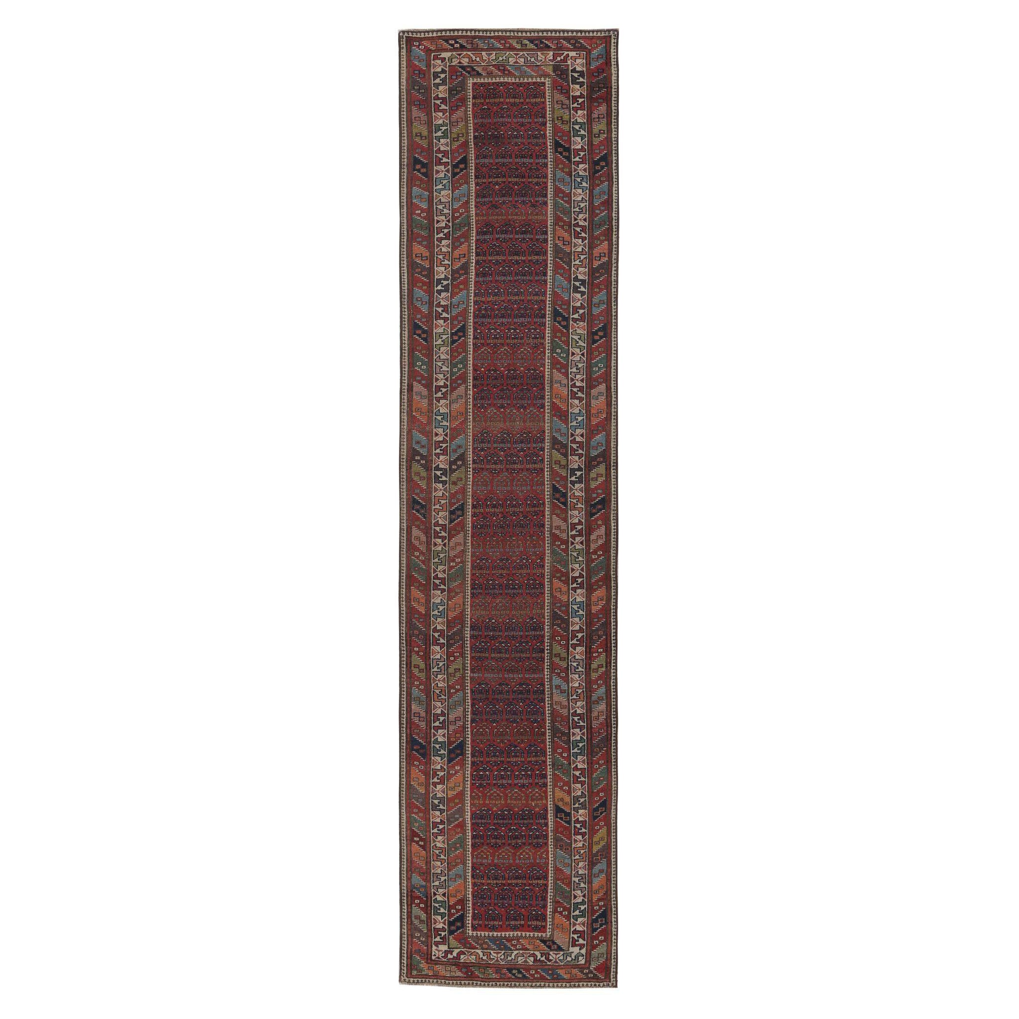 Persian Bijar Runner Rug - Wool Red Design - 97152