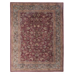 Persian Mashad Area Rugs - Wool Blue Ivory Red Design - 97207