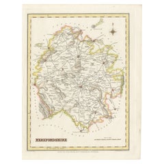 Old Map of Herefordshire 1844 – Hereford Leominster Ross-on-Wye Kington Bromyard