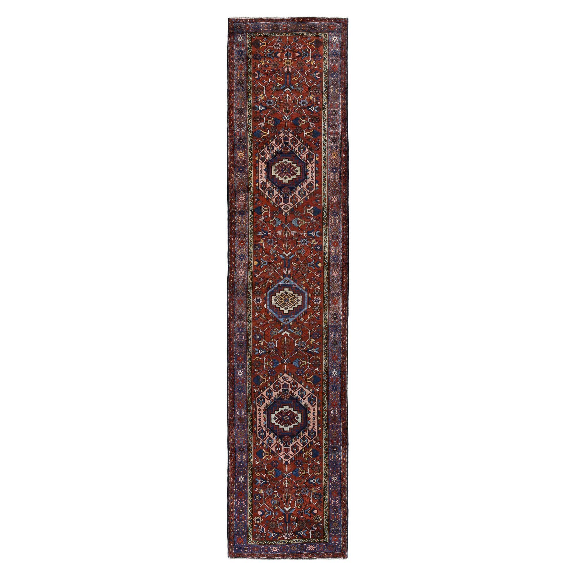 Persischer Malayer-Läufer aus Wolle – rotes Design – 97154