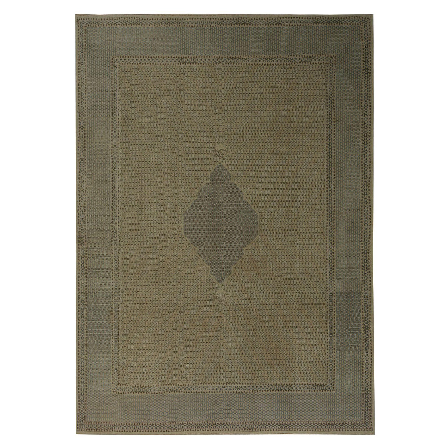Persian Kerman Area Rugs - Wool Taupe Design - 97209 For Sale