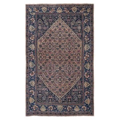 Persischer Bijar Small Teppich - Wolle Schwarz Braun Marineblau Design - 97170