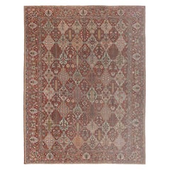 Tapis persan Bakhtiari surdimensionné en laine ivoire rose rouge motif rouge - 97226