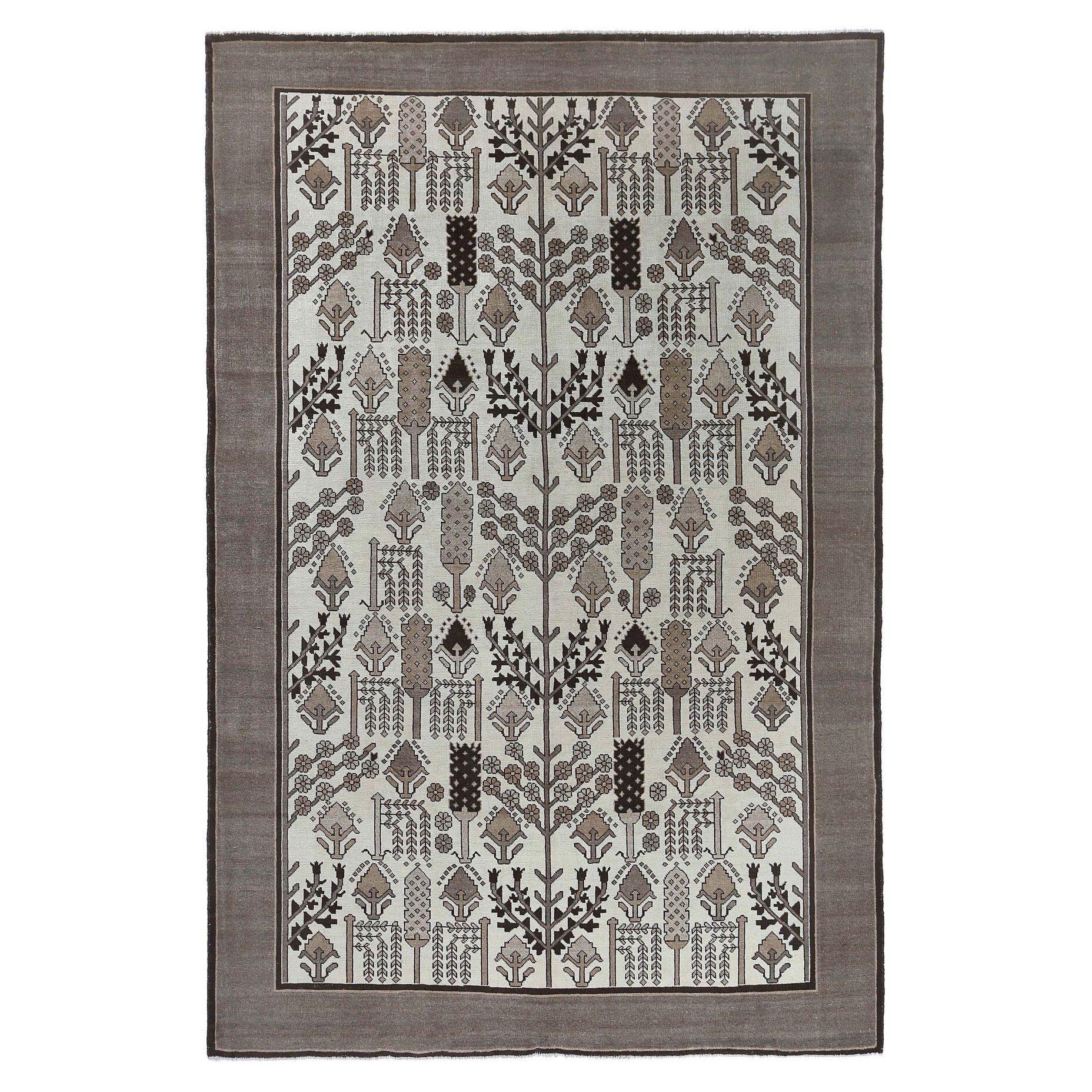 Persian Bakhtiari Area Rugs - Wool Brown Ivory Design - 97171