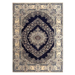 Persian Naien Area Rugs - Wool Black Ivory Design - 97227