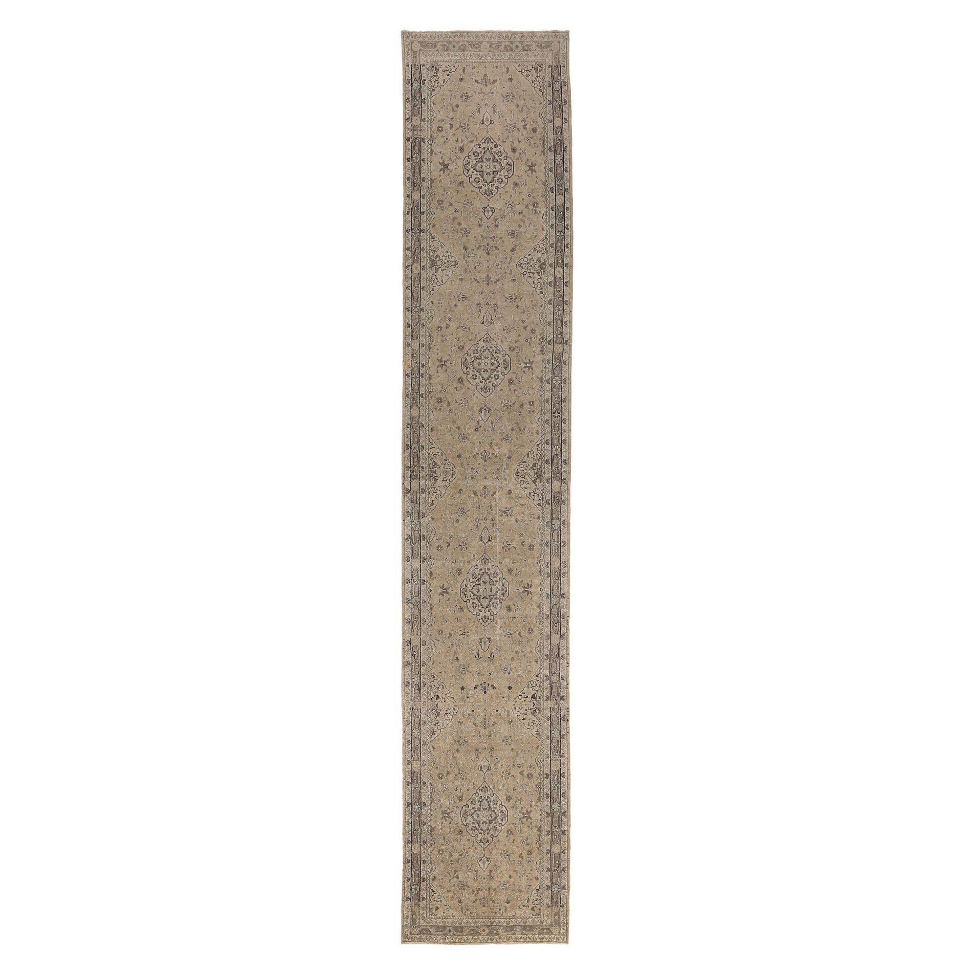 Tappeto Persiano Malayer Runner - Lana Avorio Taupe Design - 97172