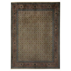 Tapis persans de Tabriz - Design en laine ivoire - 97229
