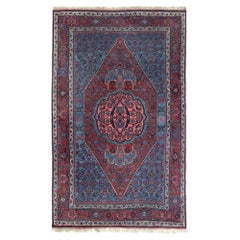 Persischer Bijar Kleiner Teppich - Wolle Blau Rosa Rot Design - 97175