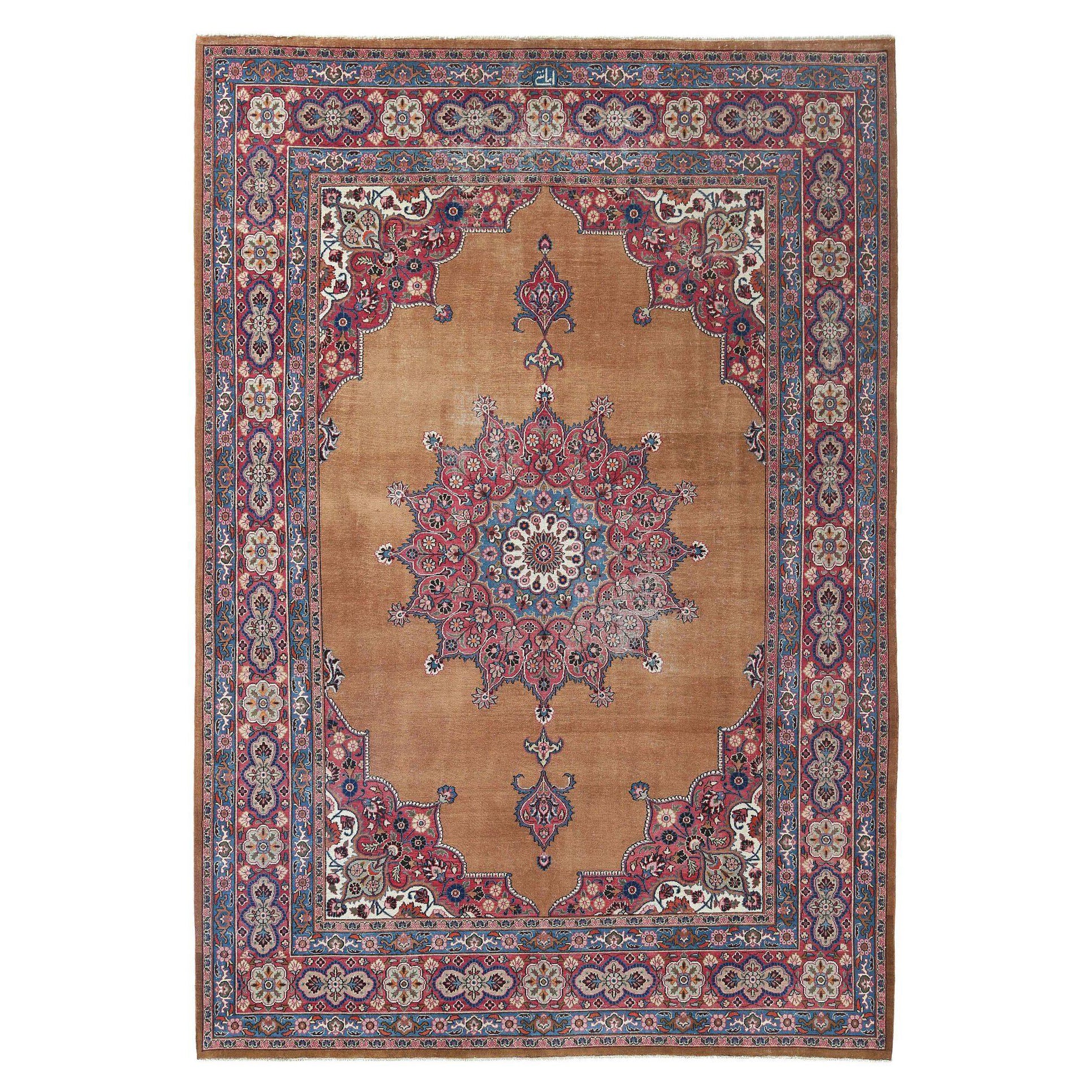 Tapis persan Mashad - Laine Brown Red Yellow Design - 97176