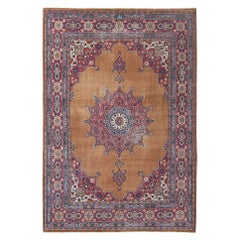 Tapis persan Mashad - Laine Brown Red Yellow Design - 97176