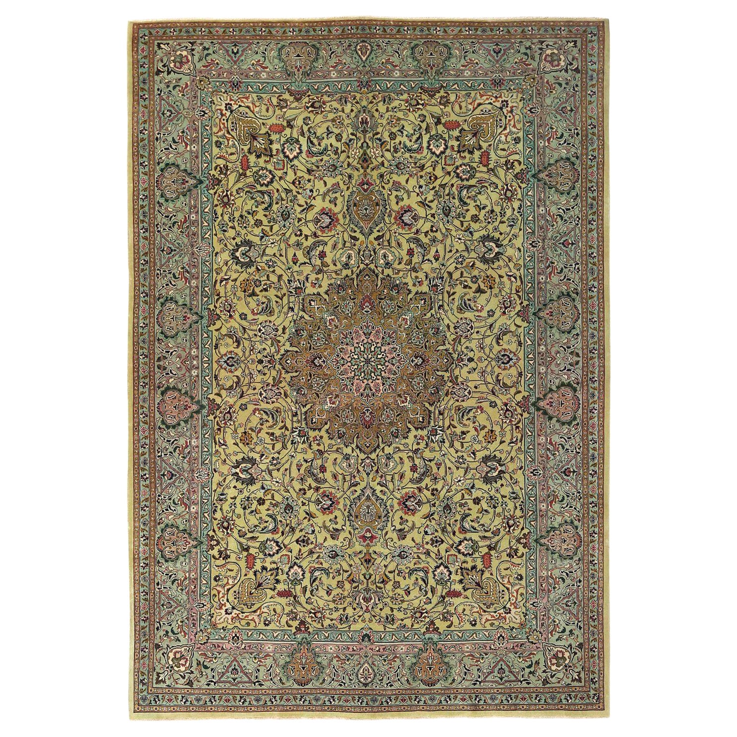 Persische Tabriz Teppiche - Wolle Grün Gelb Design - 97192