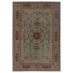 Vintage Persian Tabriz Over Size Rug - Wool Green Ivory Design - 97247