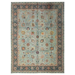 Tapis de Tabriz en laine bleu clair - 97248