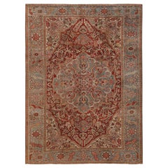 Persian Heriz Area Rugs - Wool Light Blue Red Design - 97195