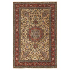 Persian Tabriz Small Rug - Wool Red Yellow Design - 97196
