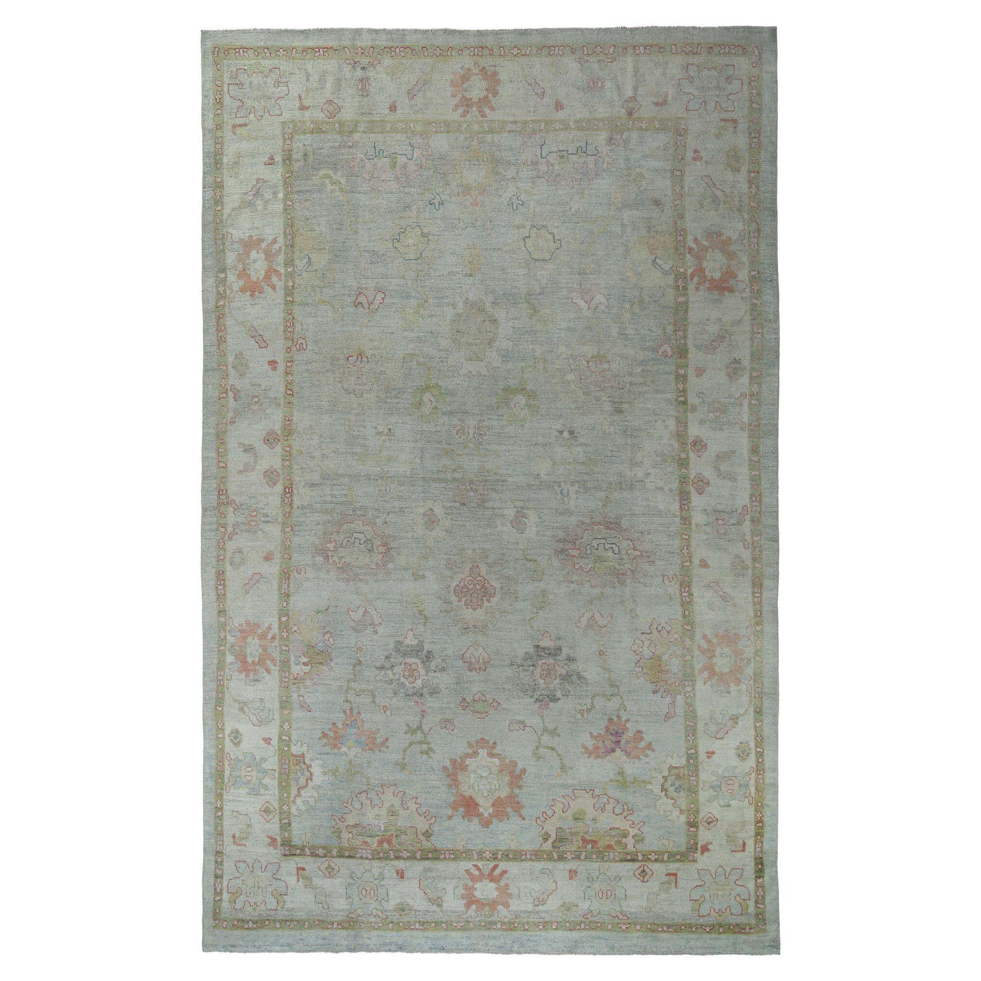 Afghanistan Oushak Over Size Teppich - Wolle Hellblau Design - 97251