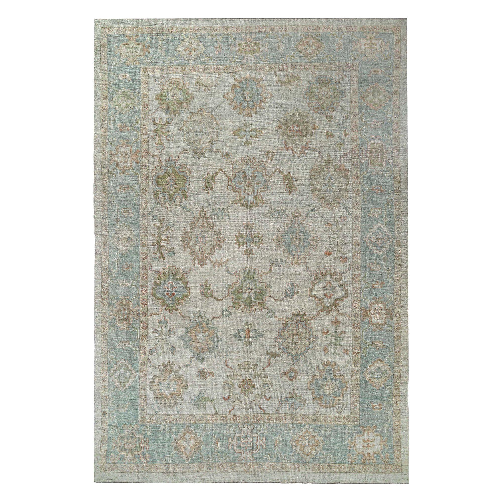Tappeto Afghanistan Oushak - Lana Avorio Azzurro - 97252
