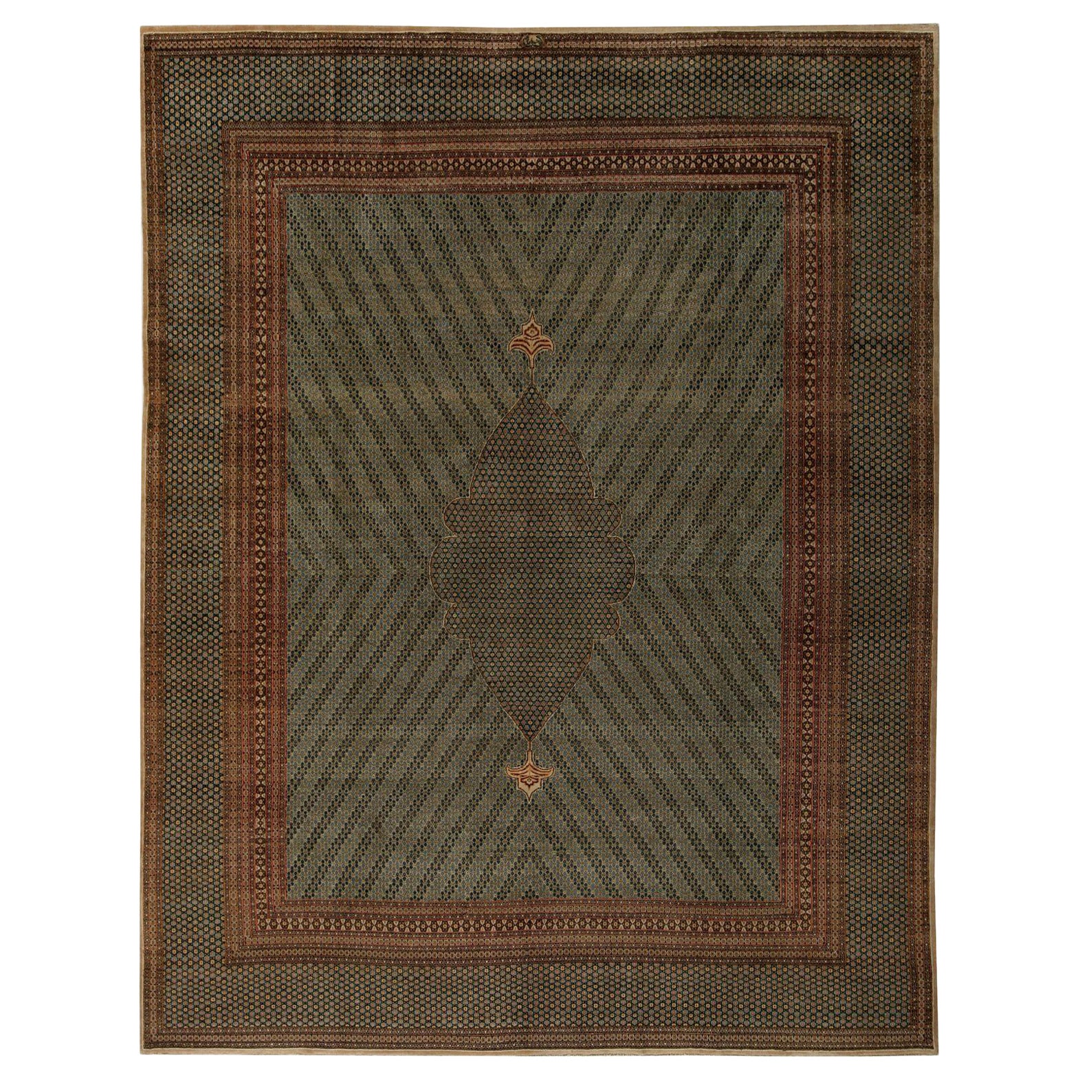 Tapis persans Kerman - Design en laine ivoire - 97198