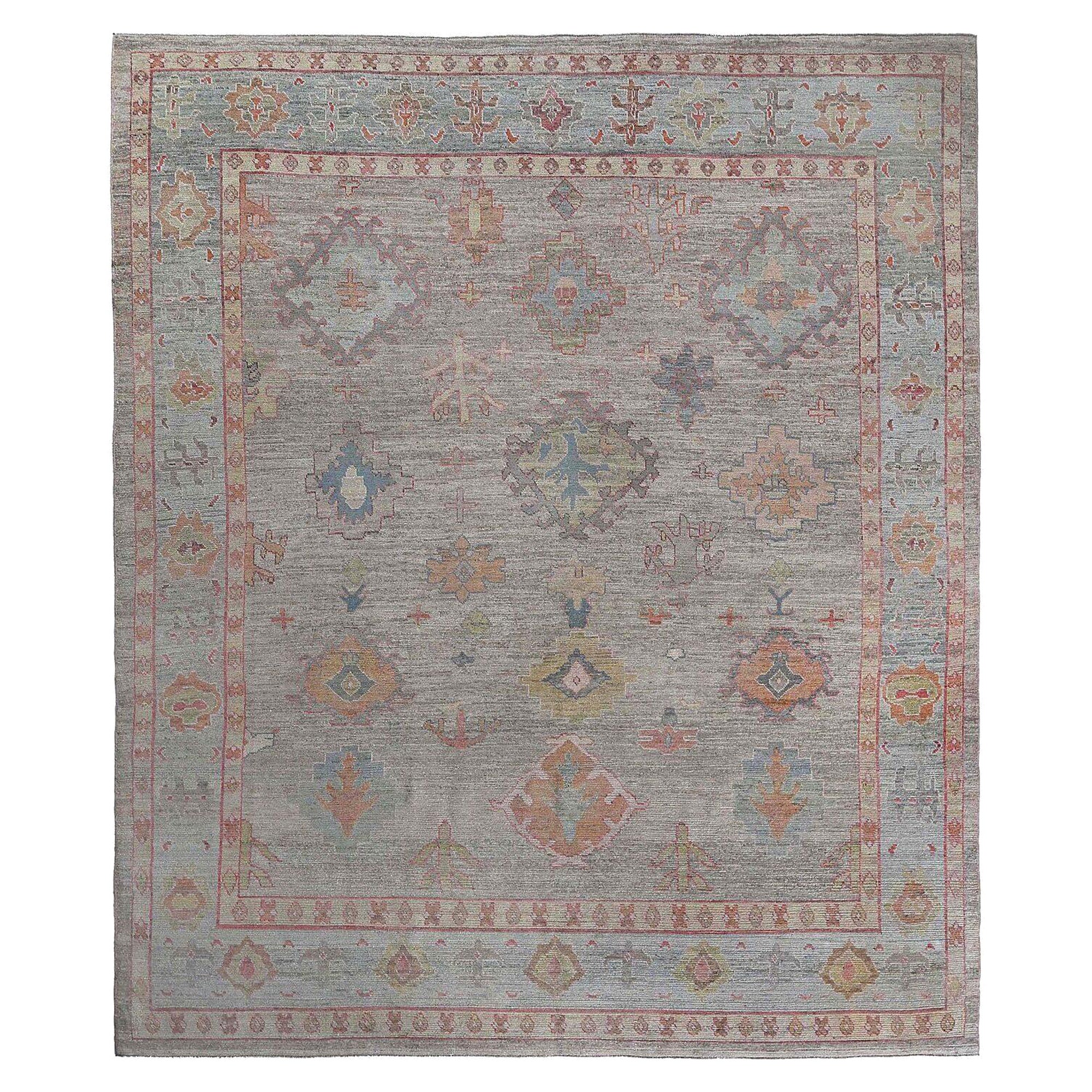 Tappeto Afghanistan Oushak Over Size - Design Lana Blu Grigio - 97267 in vendita
