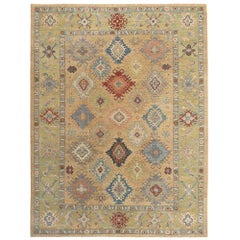 Tapis d'Afghanistan Sultanabad - Design en laine vert jaune - 97291