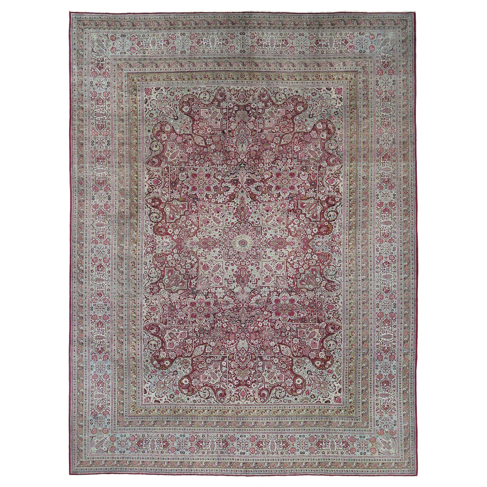 Persische Mashad-Teppiche – Wolle, rotes Design – 97232