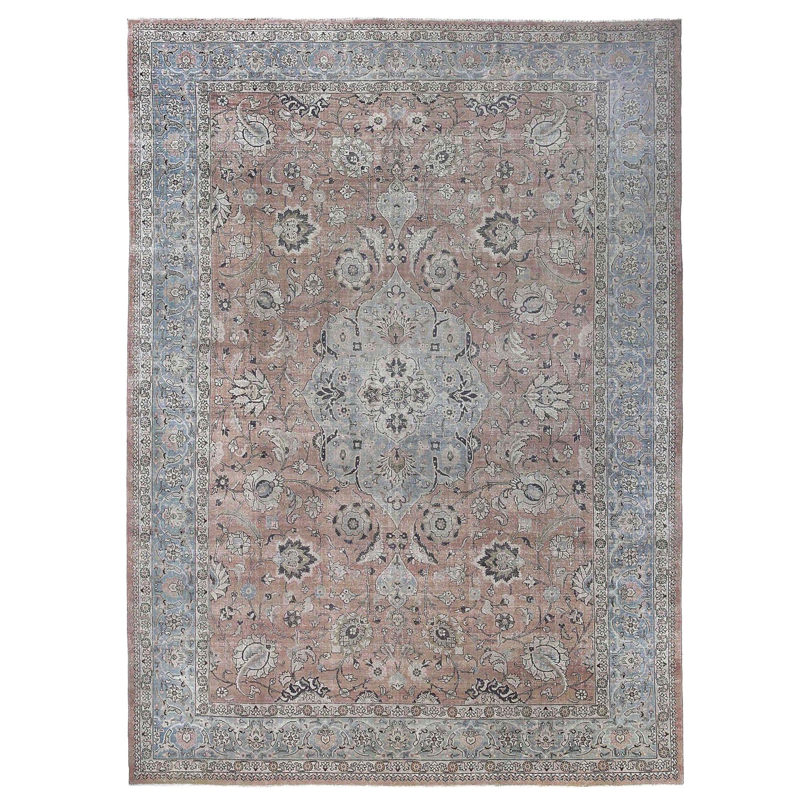 Tappeto persiano Tabriz Over Size - Disegno in lana rosa - 97233