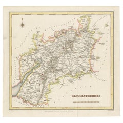 Old Map of Gloucestershire by Samuel Lewis 1844 – Gloucester, Cheltenham, Bristo