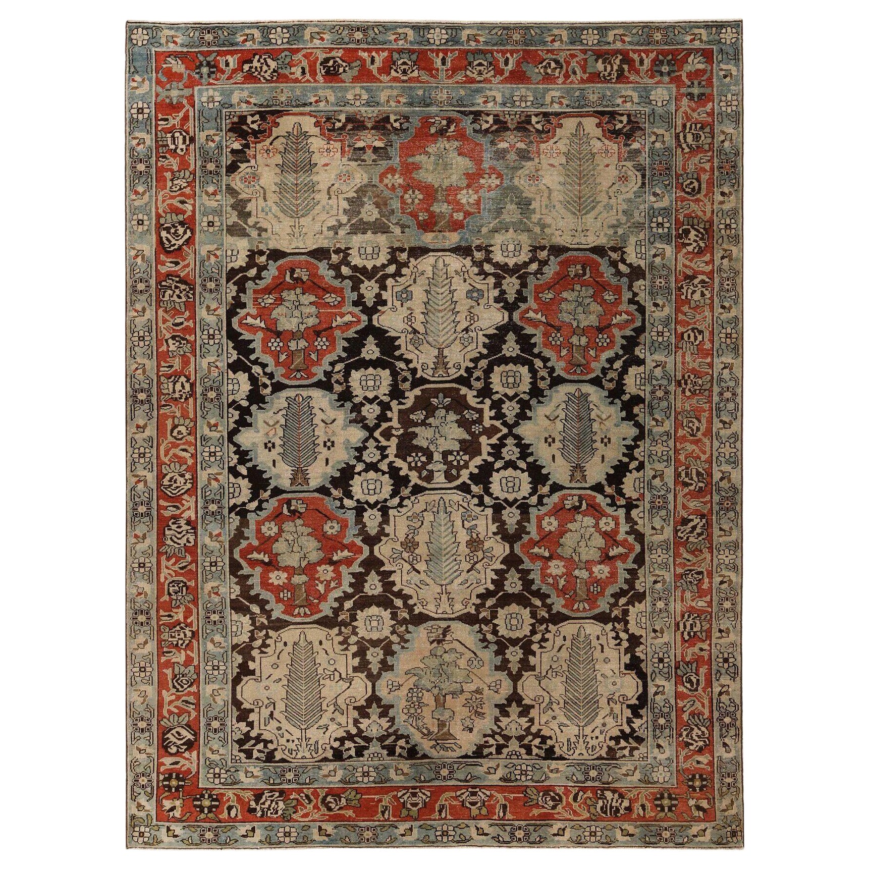 Alfombras Persas Bijar - Lana Marrón Marfil Rojo Diseño - 97299
