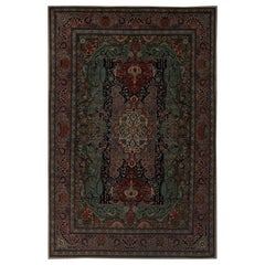 Tapis persan Tabriz - Laine Noir Bleu Brown Rose Rouge - 97238