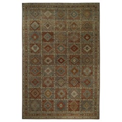 Tapis persan Shiraz surdimensionné en laine bleu ivoire rouge motif - 97301
