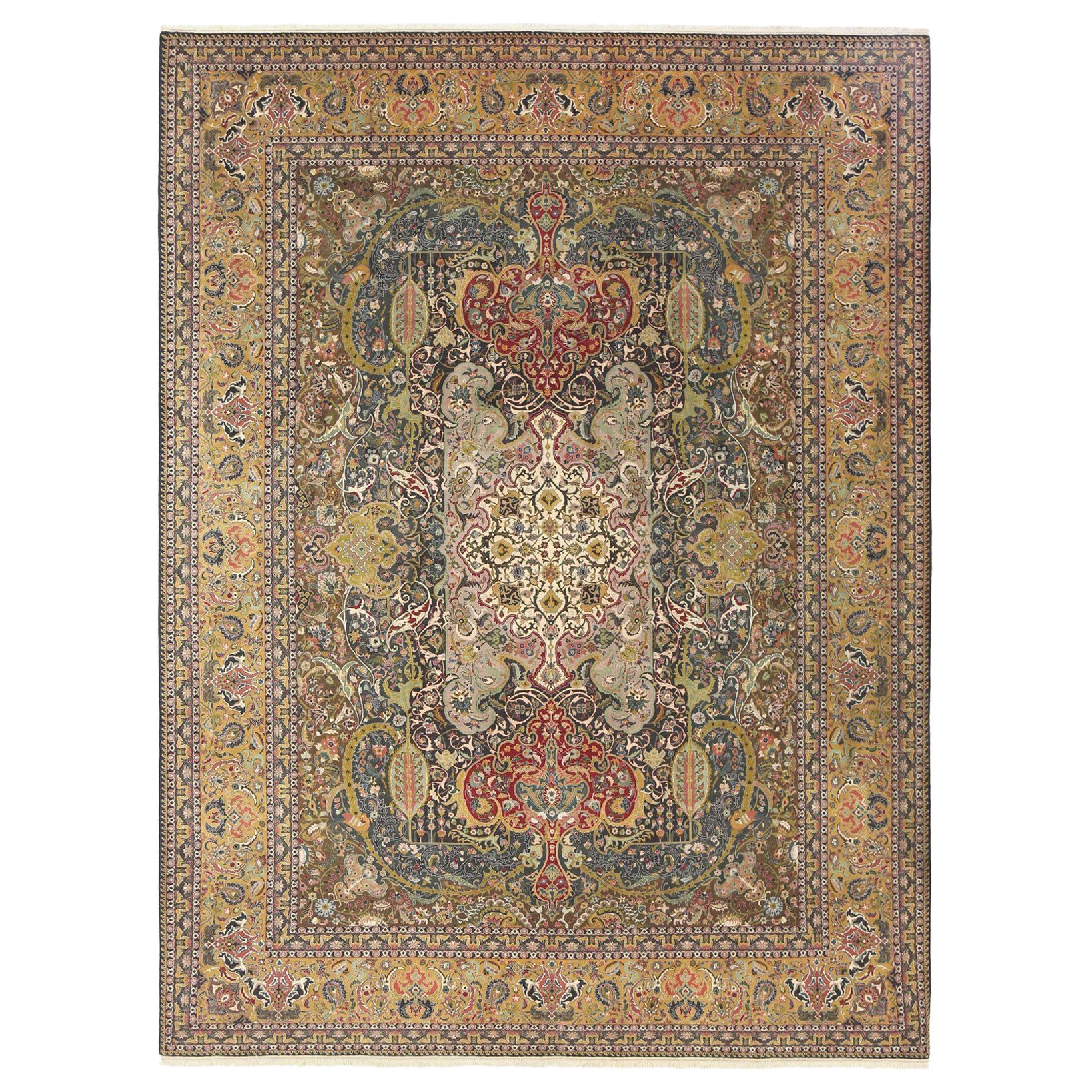 Tappeti persiani Tabriz - Lana Marrone Avorio Rosso Giallo - 97242